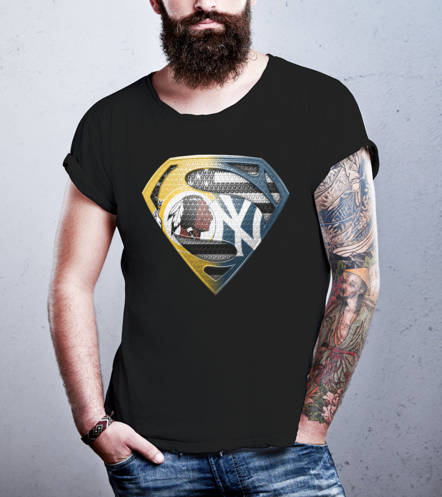 Superman Shield With Native American And Yankees Elements T-Shirt
