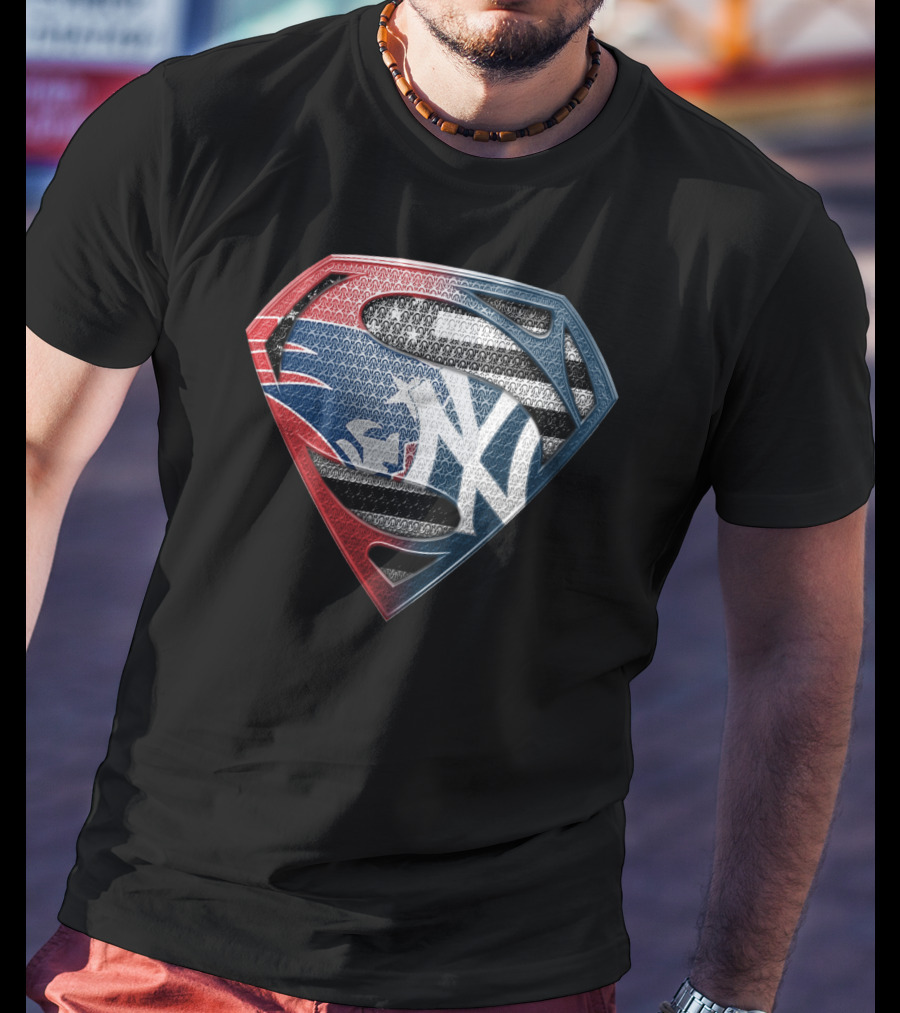 Yankees Superman Logo Fusion In Red White And Blue T-Shirt