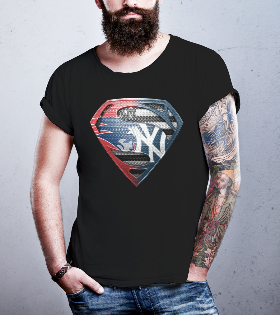 Yankees Superman Logo Fusion In Red White And Blue T-Shirt