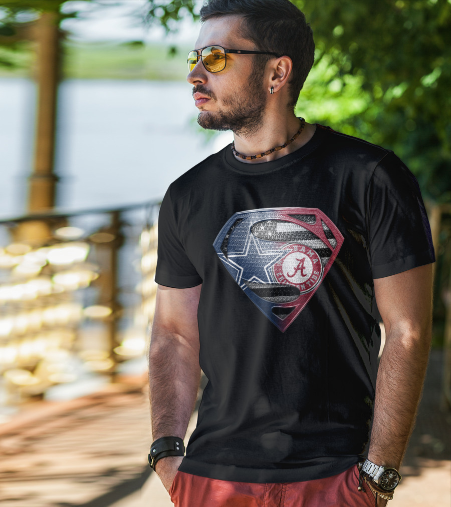 Superman Alabama Crimson Tide Dallas Cowboys Logo Mashup T-Shirt