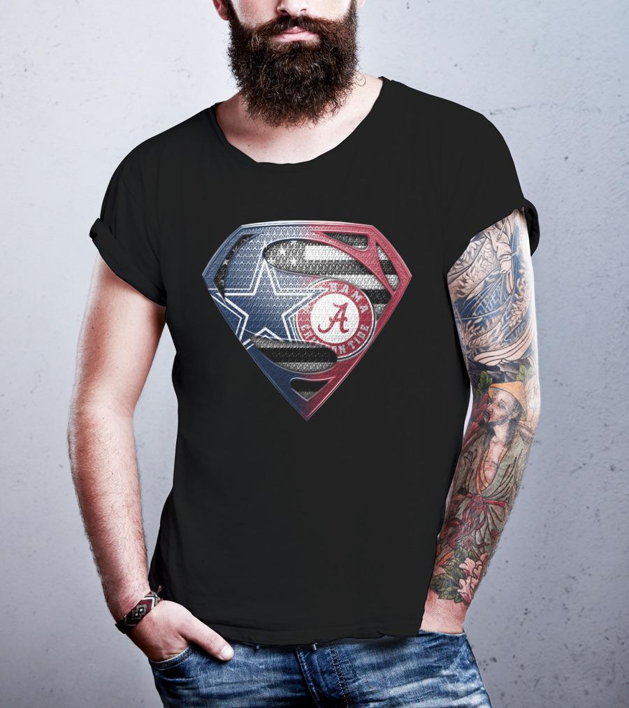 Superman Alabama Crimson Tide Dallas Cowboys Logo Mashup T-Shirt