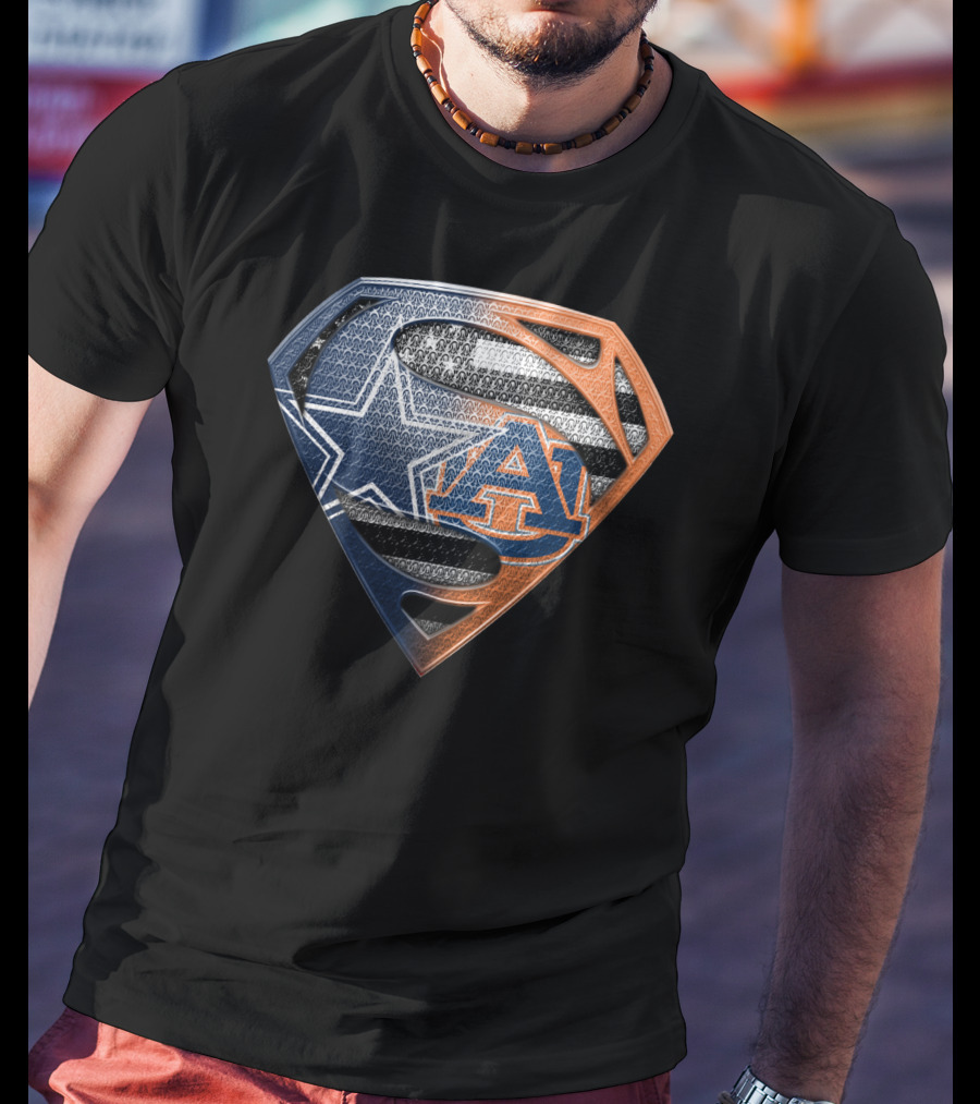 Dallas Cowboys Auburn Tigers Superman Emblem Fusion T-Shirt
