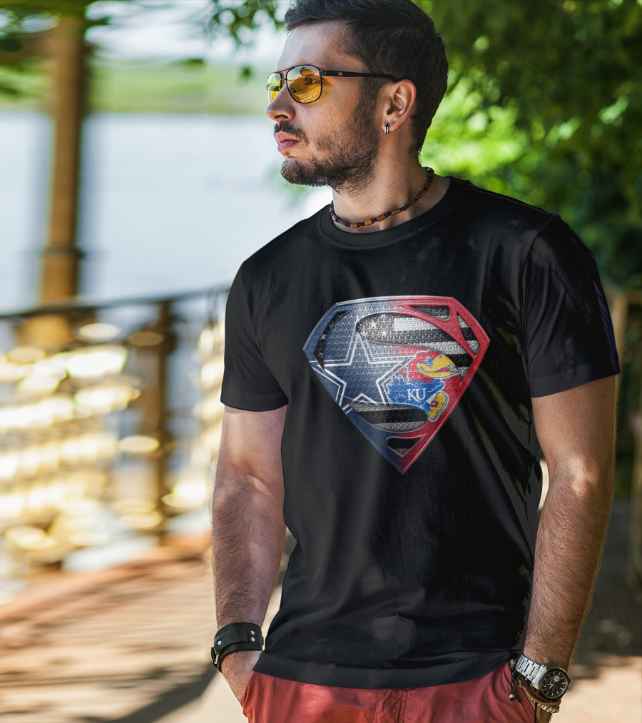 Superman Dallas Cowboys Kansas Jayhawks Ku Logo Mashup T-Shirt
