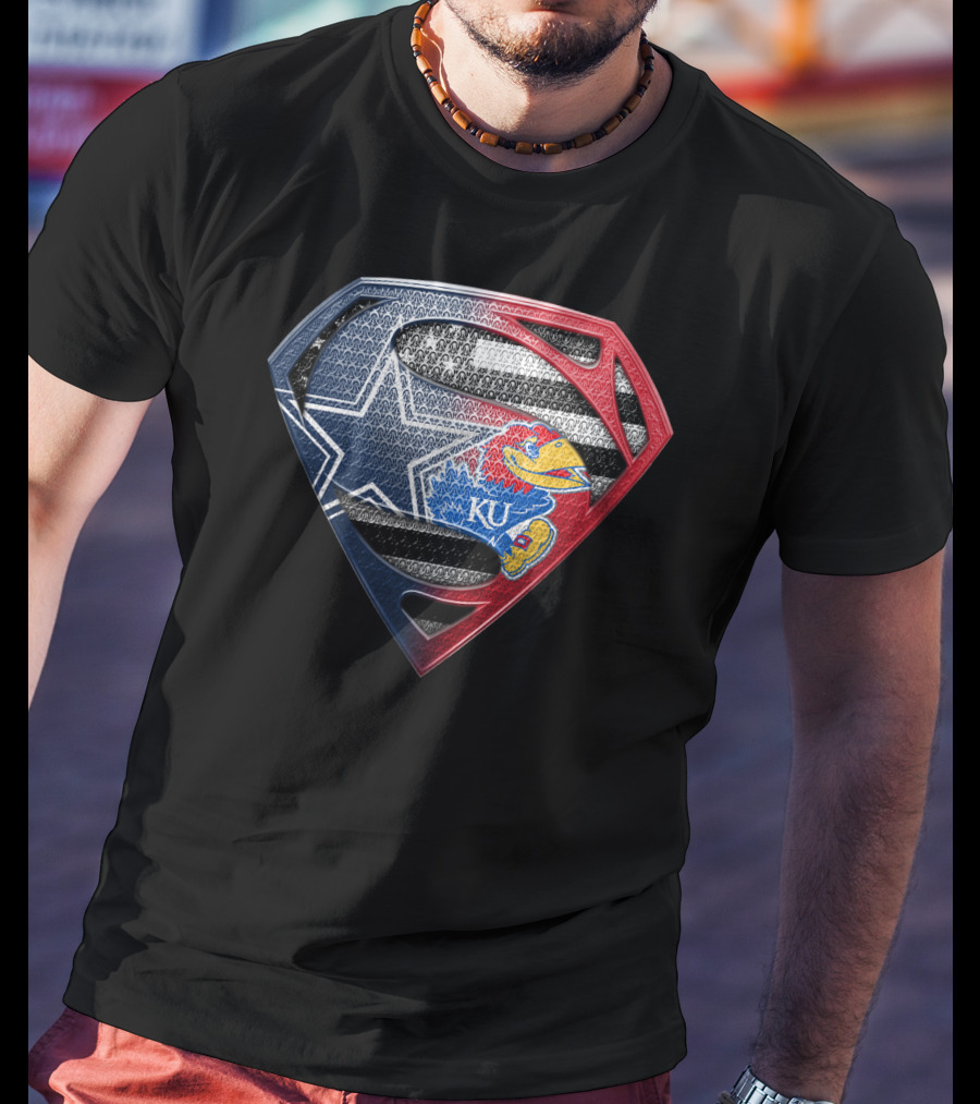 Superman Dallas Cowboys Kansas Jayhawks Ku Logo Mashup T-Shirt