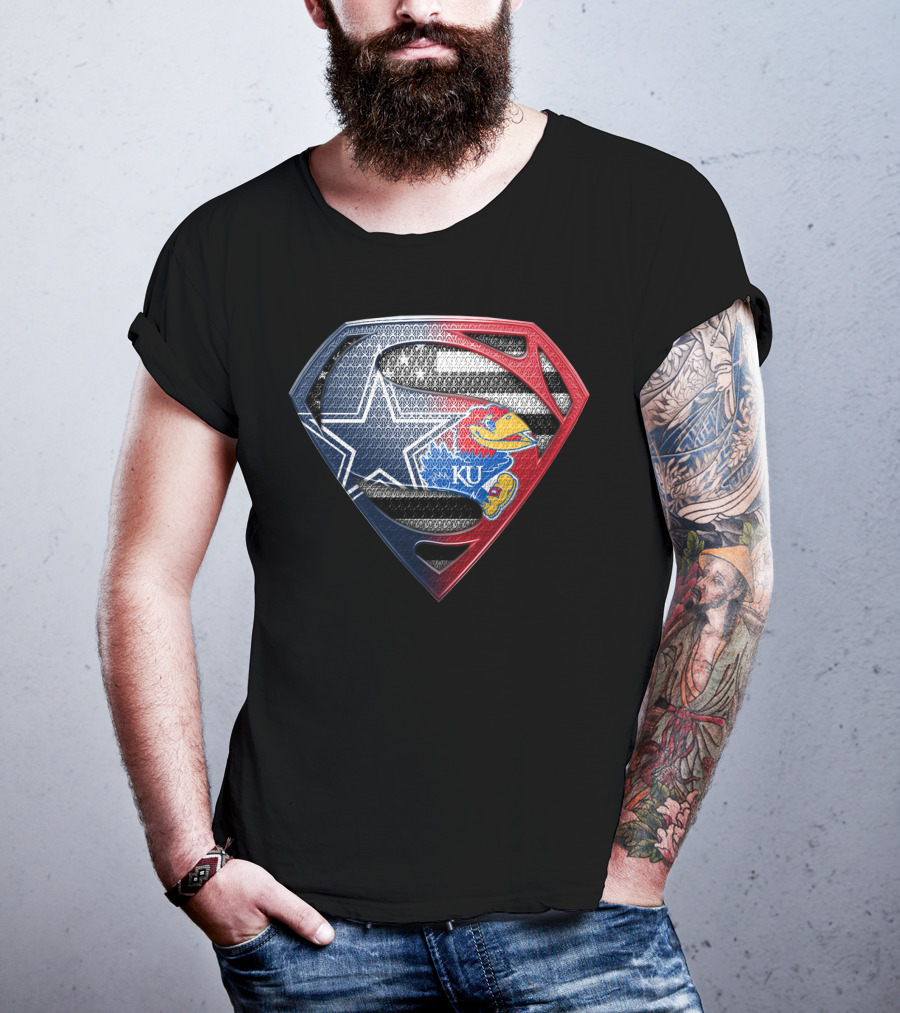 Superman Dallas Cowboys Kansas Jayhawks Ku Logo Mashup T-Shirt
