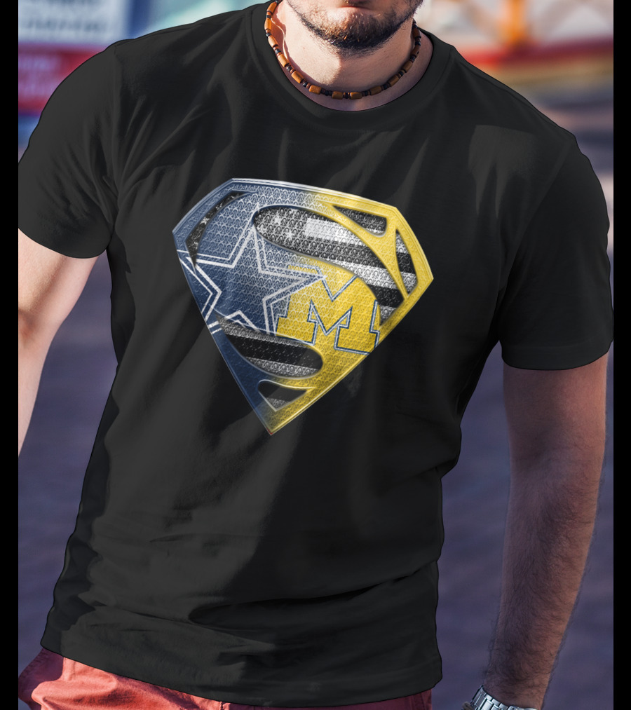 Superman Shield Dallas Cowboys Michigan Wolverines Logo Mashup T-Shirt