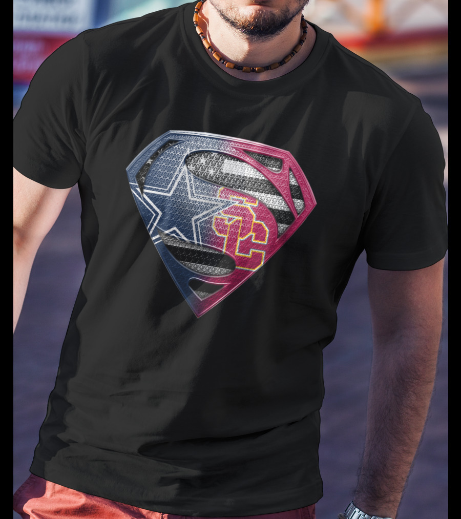 Dallas Star Los Angeles Trojans Superman Logo Fusion T-Shirt
