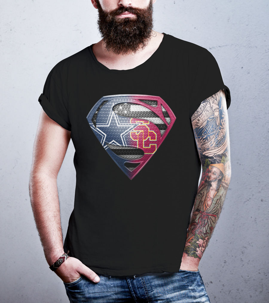Dallas Star Los Angeles Trojans Superman Logo Fusion T-Shirt