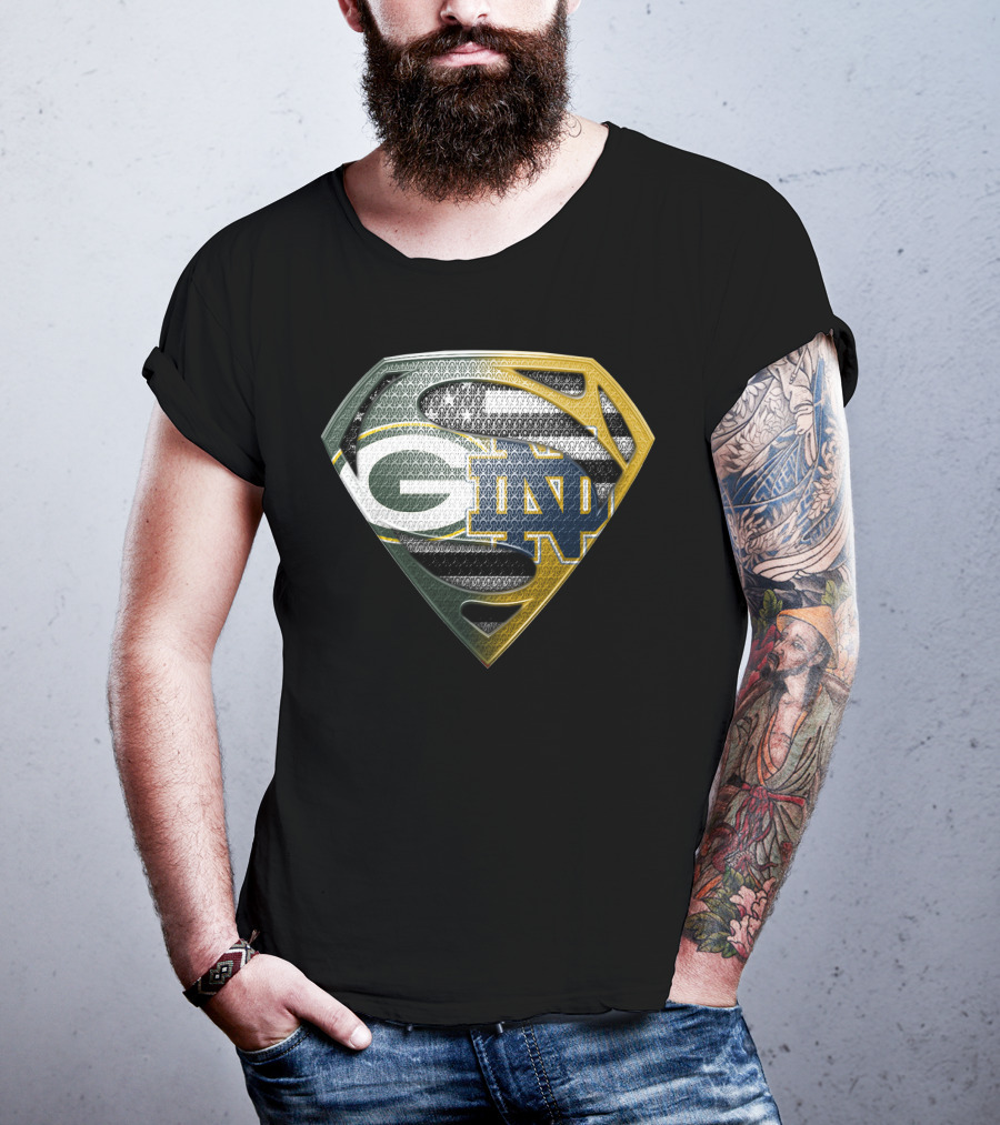 G Green Bay Packers Notre Dame Super Logo Fusion T-Shirt