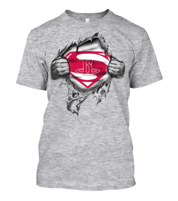 Superman Houston Rockets Logo Emblem Rip T-Shirt
