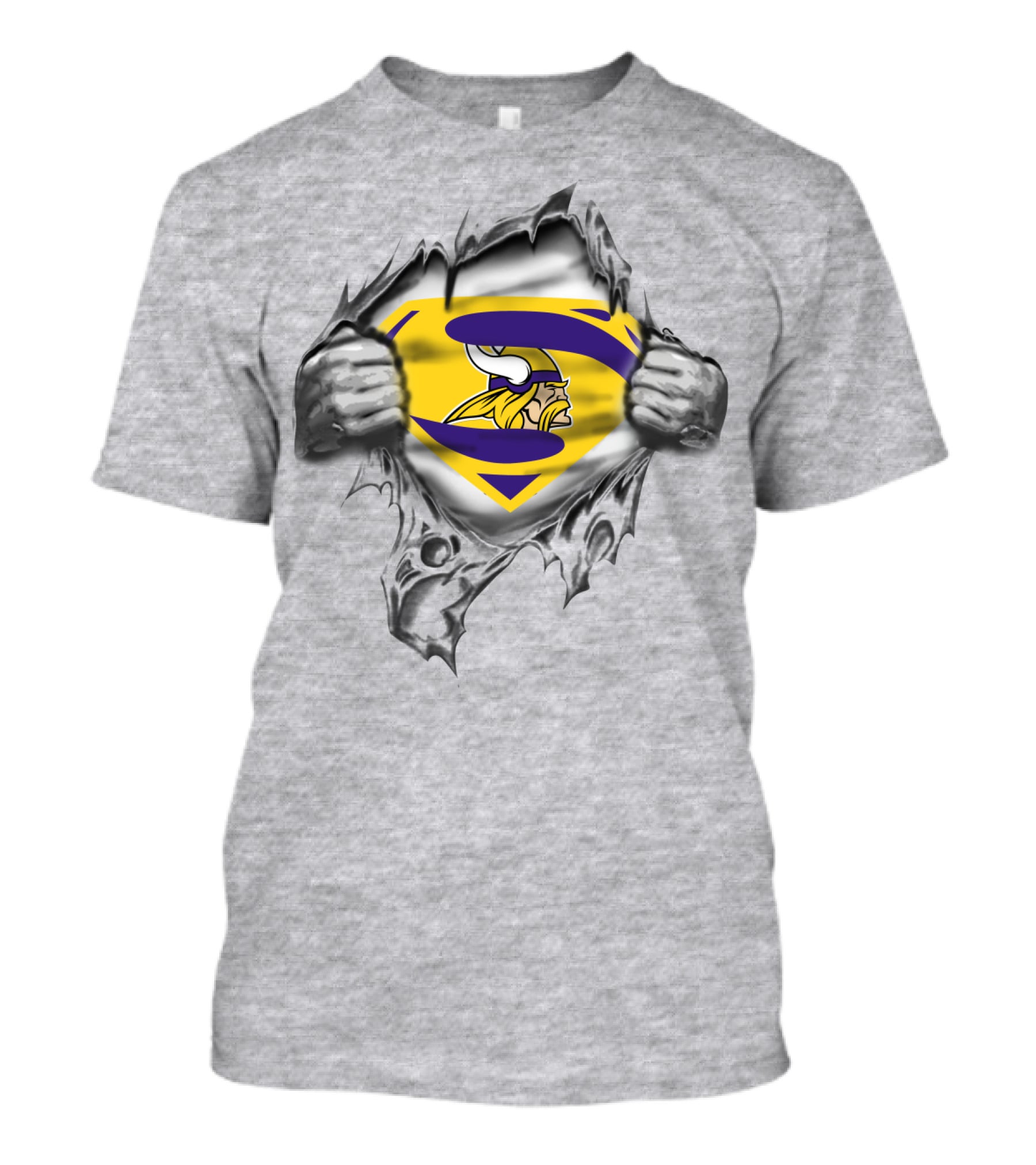 Superman Logo Viking Warrior Shield Torn Ripped Effect T-Shirt