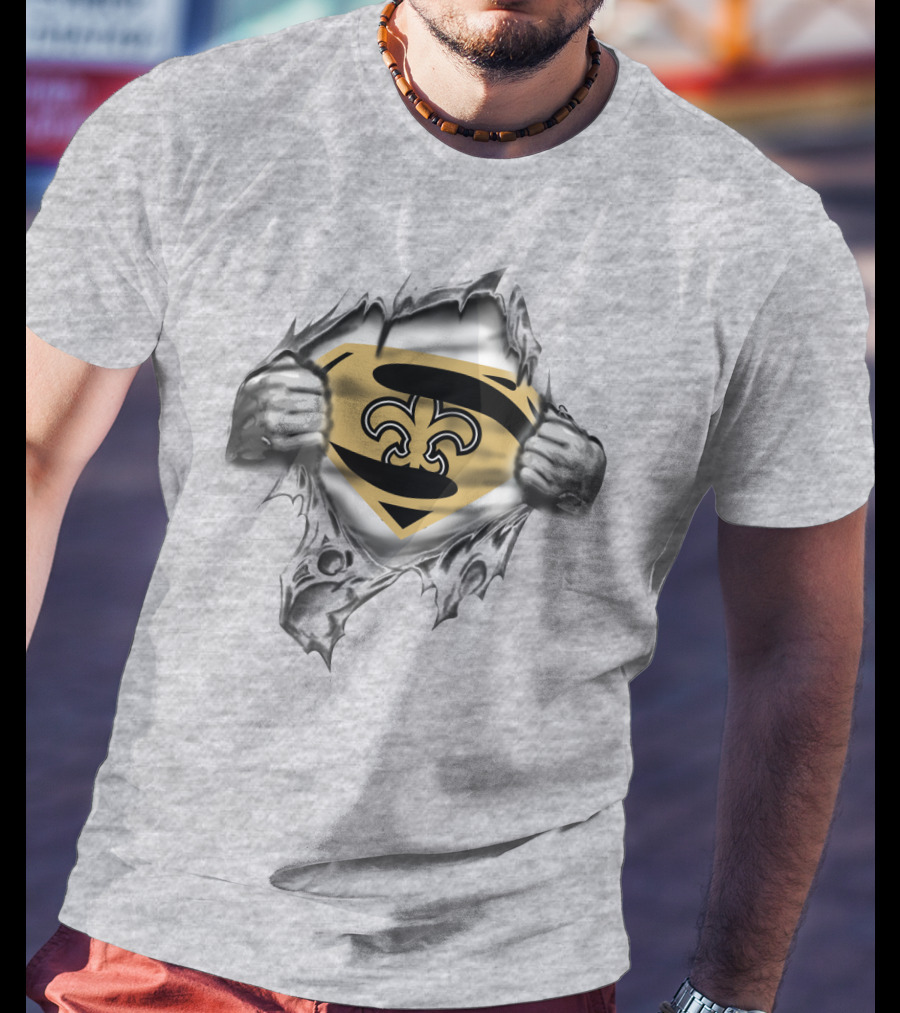 Superman New Orleans Saints Logo Peel Back T-Shirt