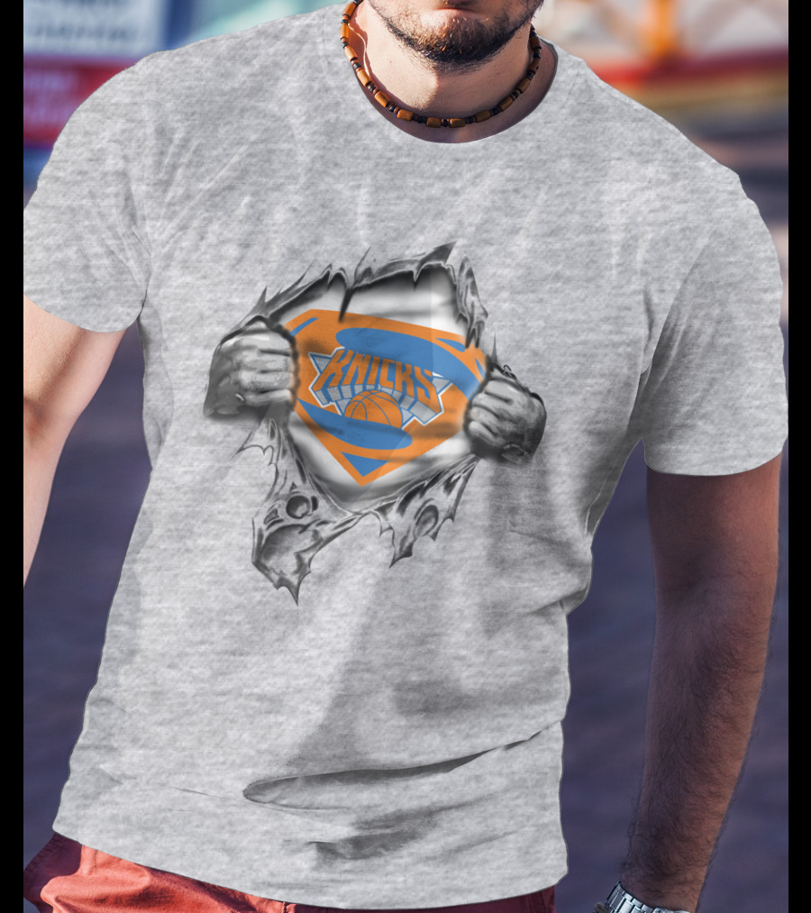 Knicks Superhero Logo Peel Basketball T-Shirt