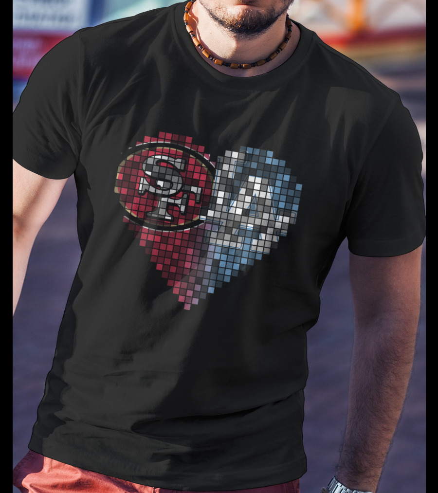 Rby 002 Heart Pixel Art Sf La Sports Logo Fusion T-Shirt