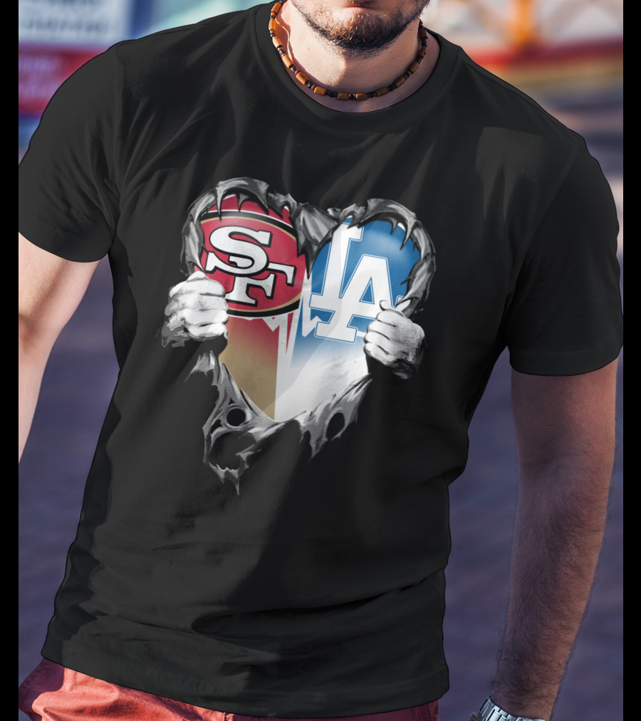 Sf And La Rivalry Heart Split Xat T-Shirt