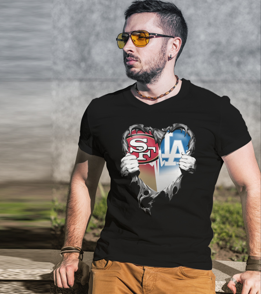 Sf And La Rivalry Heart Split Xat T-Shirt