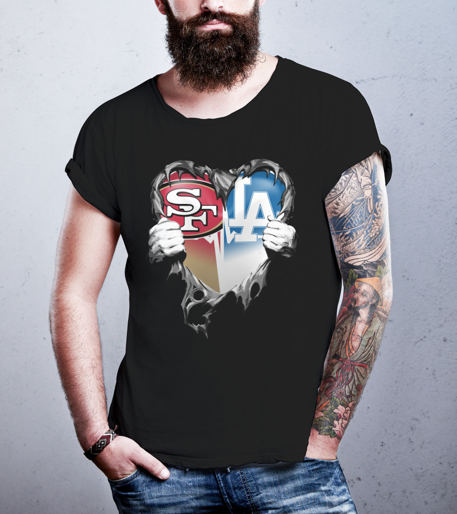Sf And La Rivalry Heart Split Xat T-Shirt