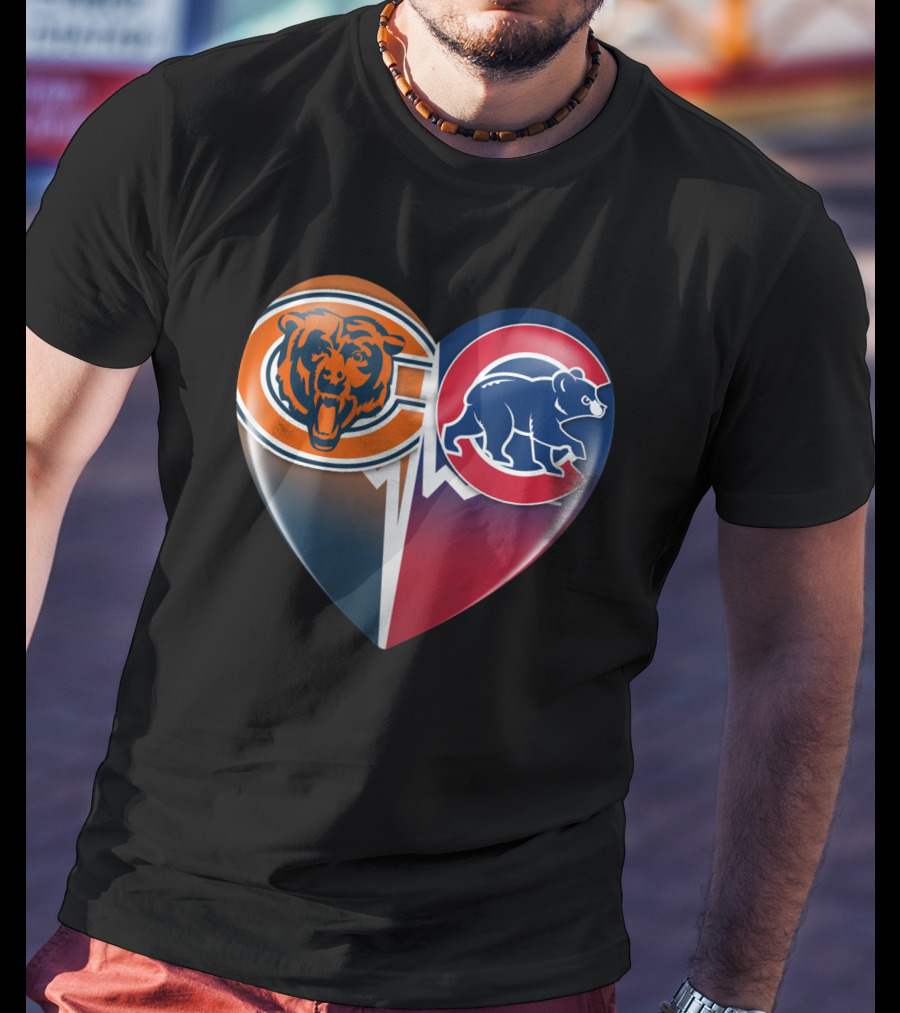 Chicago Bears And Cubs Split Heart TIM 008 T-Shirt