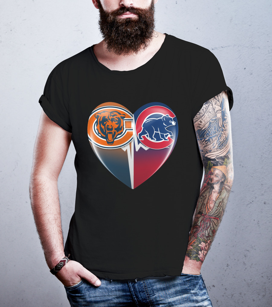 Chicago Bears And Cubs Split Heart TIM 008 T-Shirt