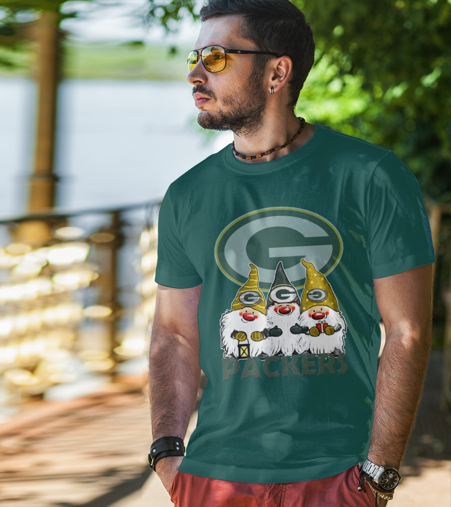 Green Bay Packers Gnomes With Team Logo On Green T-Shirt