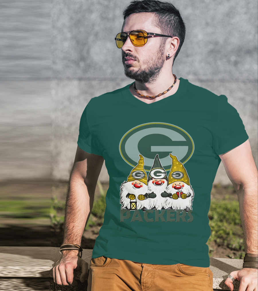 Green Bay Packers Gnomes With Team Logo On Green T-Shirt