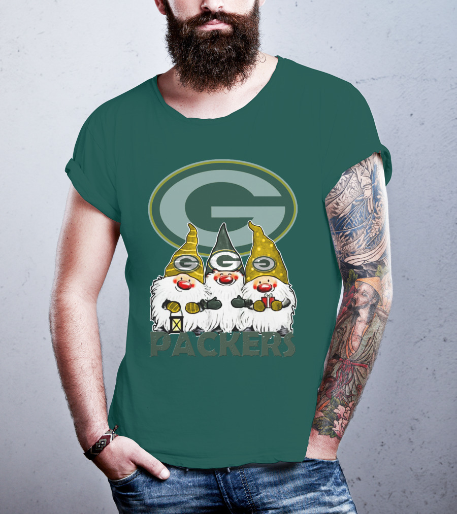 Green Bay Packers Gnomes With Team Logo On Green T-Shirt