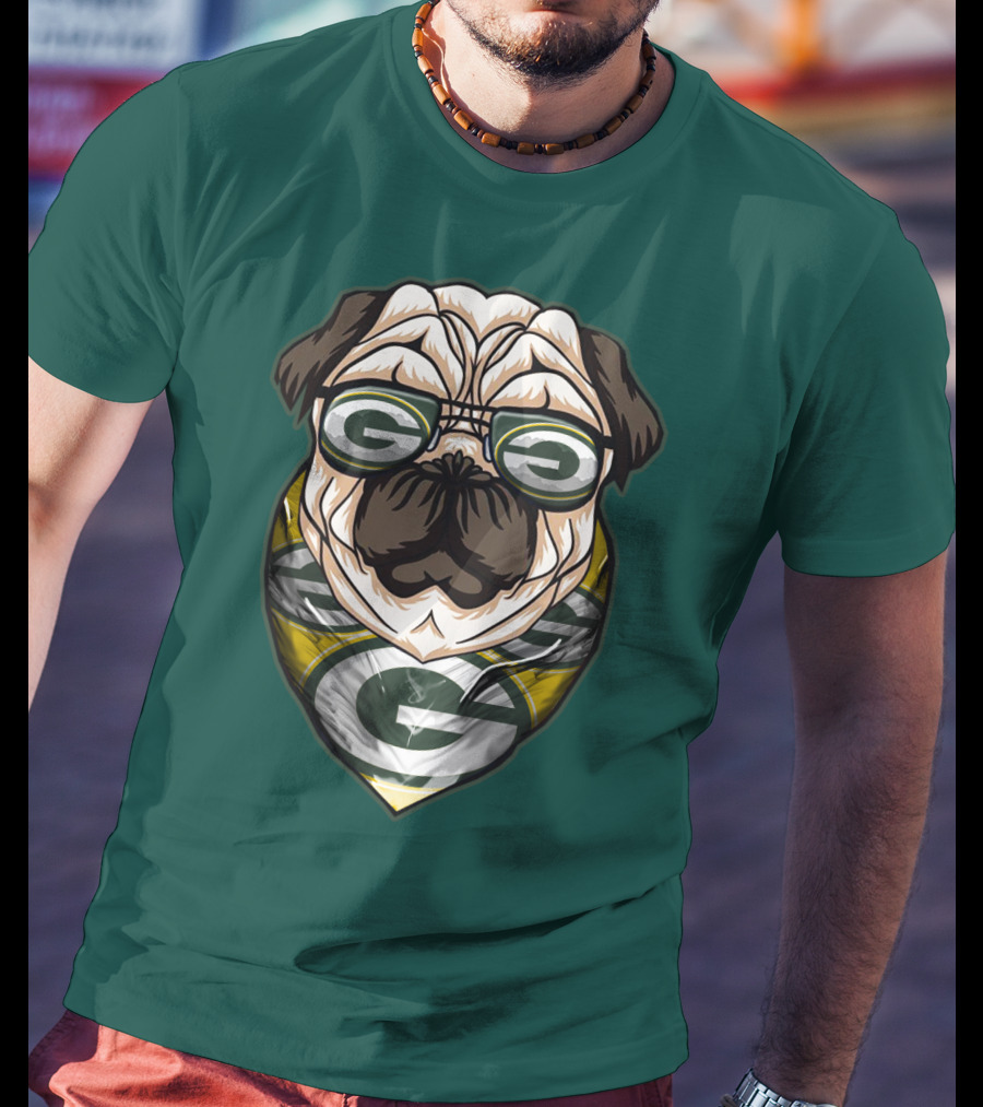 Green Bay Packers Pet Lover Pug Dog Football T-Shirt