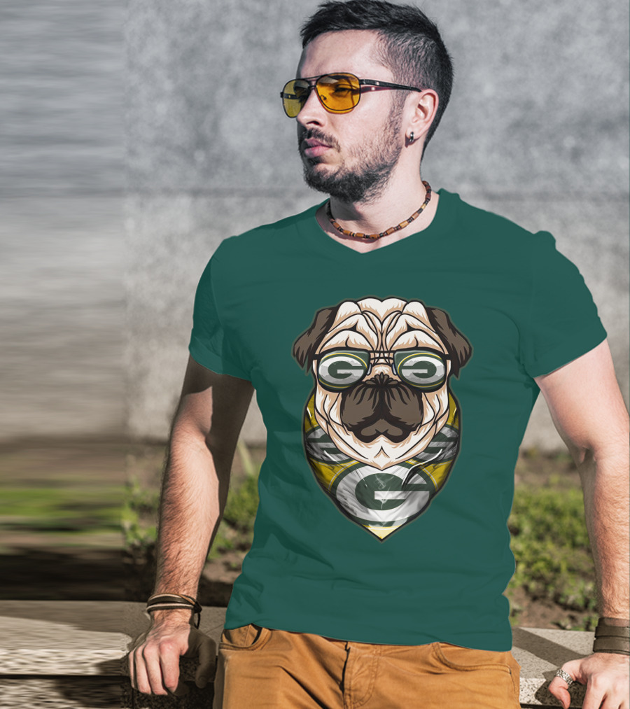 Green Bay Packers Pet Lover Pug Dog Football T-Shirt
