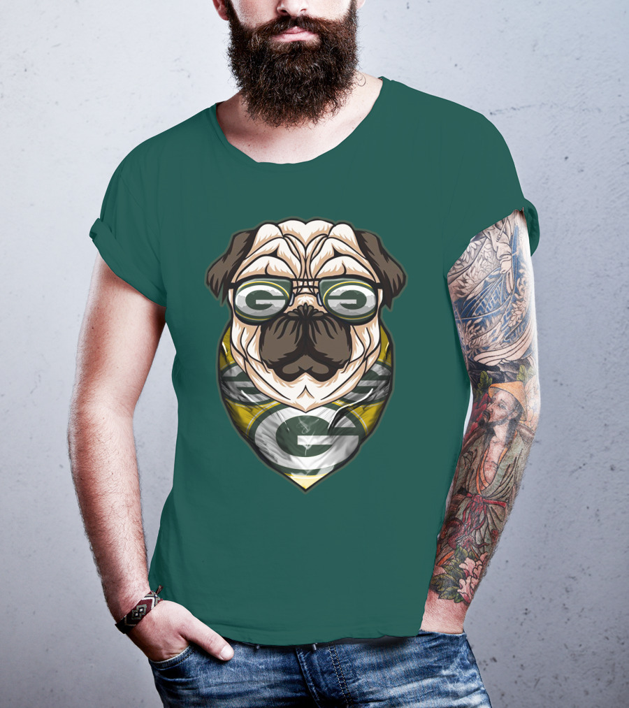 Green Bay Packers Pet Lover Pug Dog Football T-Shirt