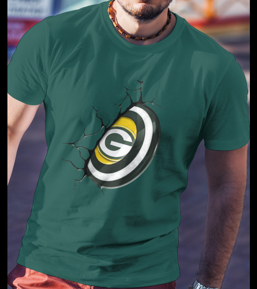 Green Bay Packers Cracked Logo Burst T-Shirt
