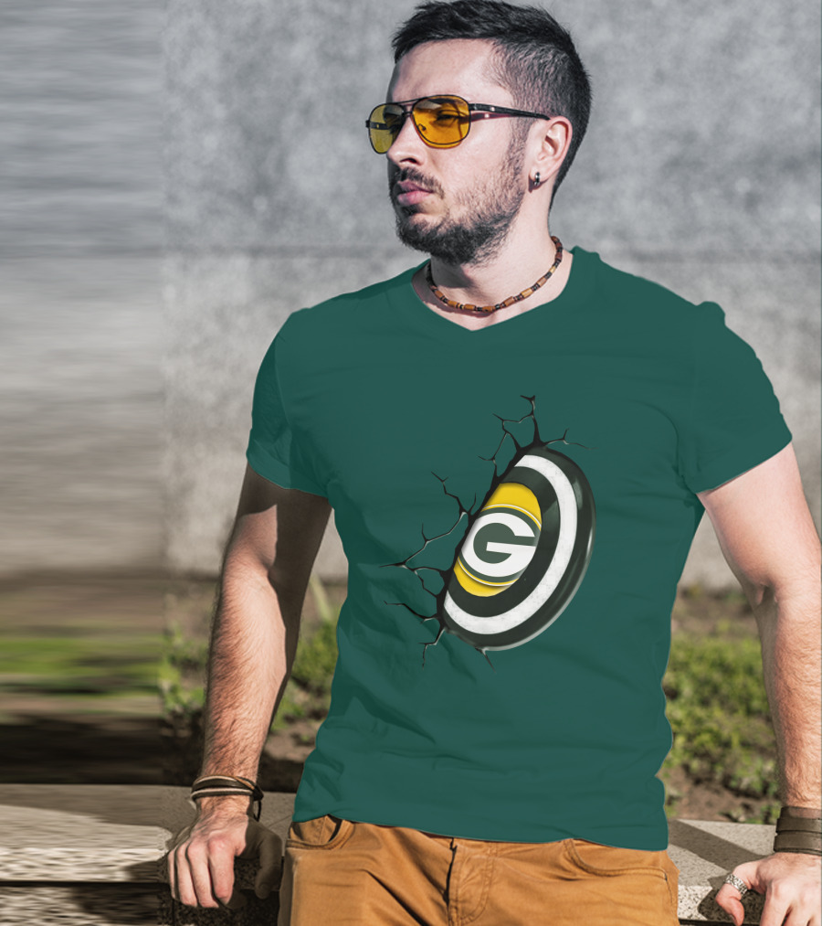 Green Bay Packers Cracked Logo Burst T-Shirt