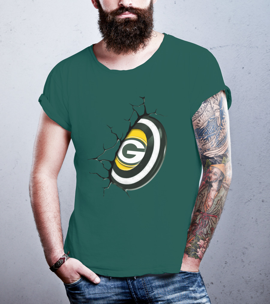 Green Bay Packers Cracked Logo Burst T-Shirt