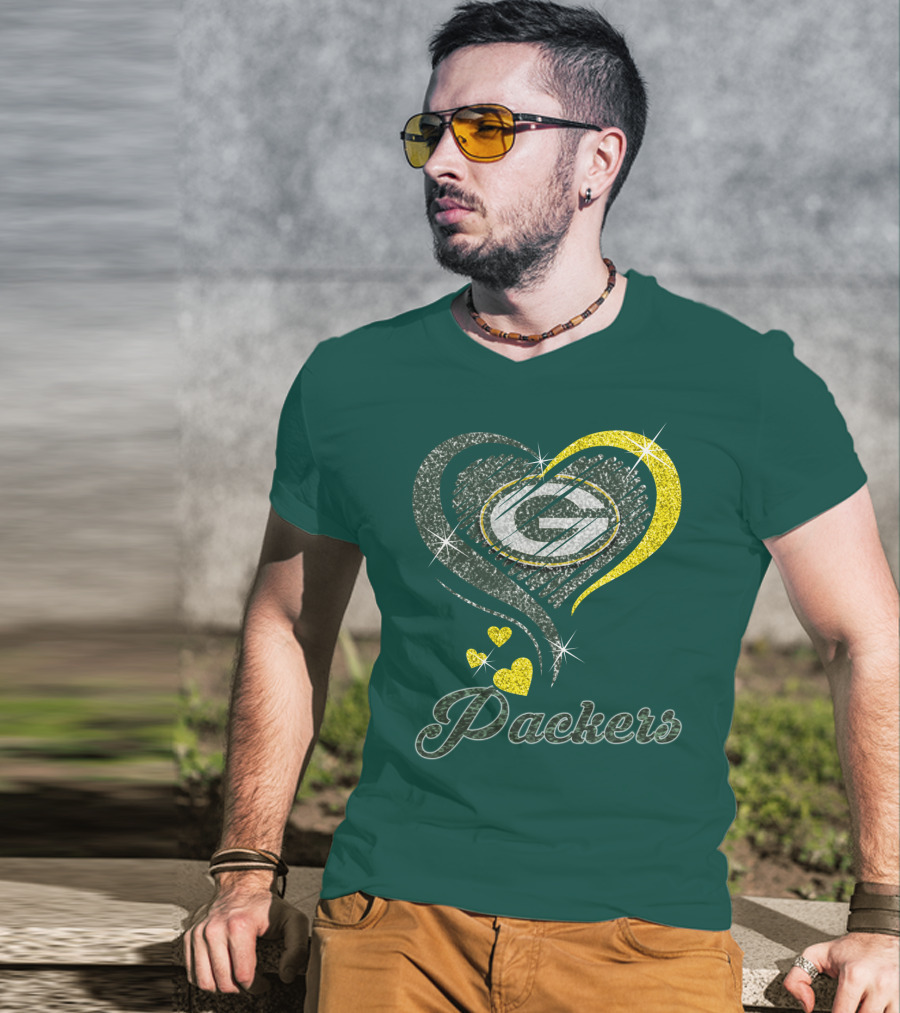 Packers Heart Logo Sparkle T-Shirt