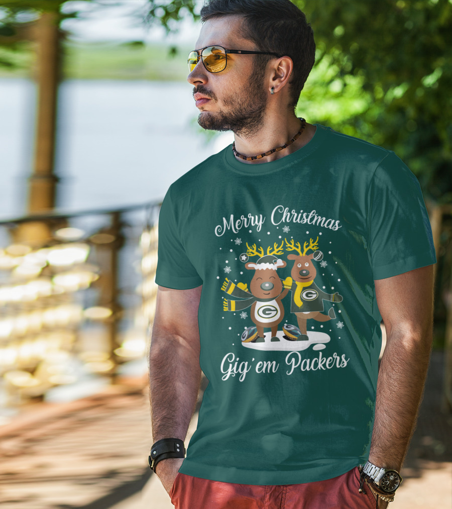 Merry Christmas Gig 'Em Green Bay Packers T-Shirt