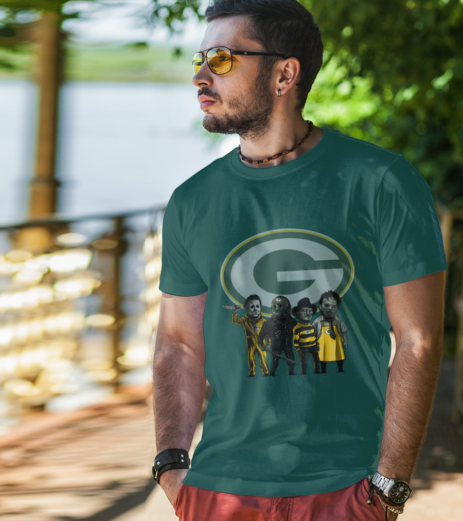 Green Bay Packers Horror Icons Characters T-Shirt