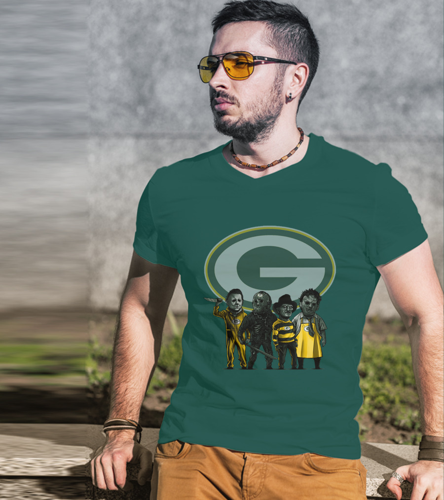 Green Bay Packers Horror Icons Characters T-Shirt
