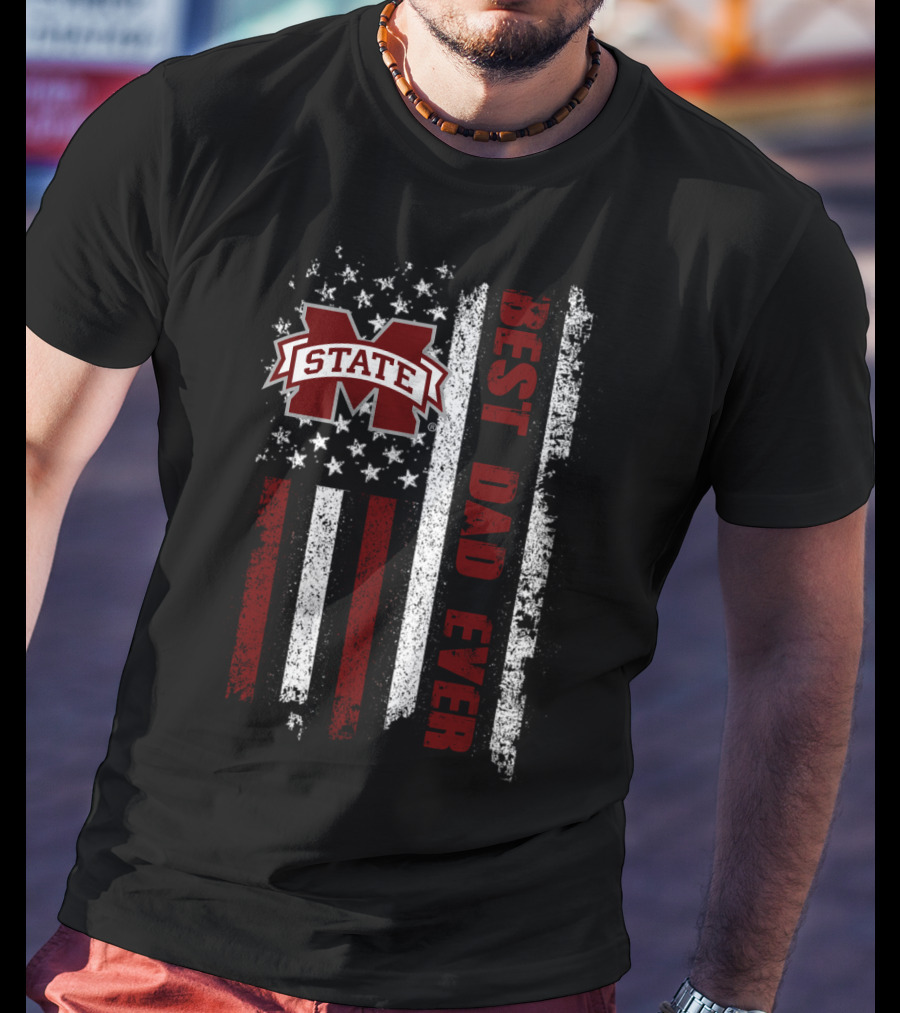 Mississippi State Best Dad Ever Flag T-Shirt