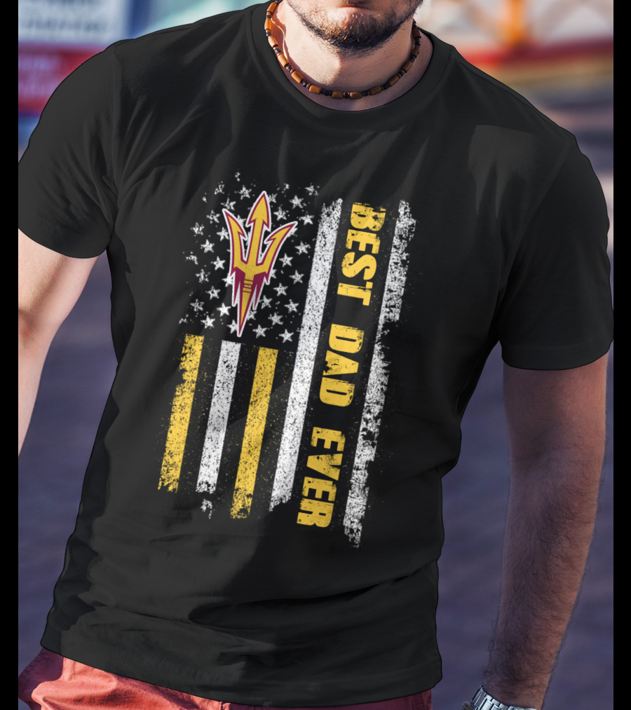 Arizona State Sun Devils Best Dad Ever Vintage American Flag T-Shirt