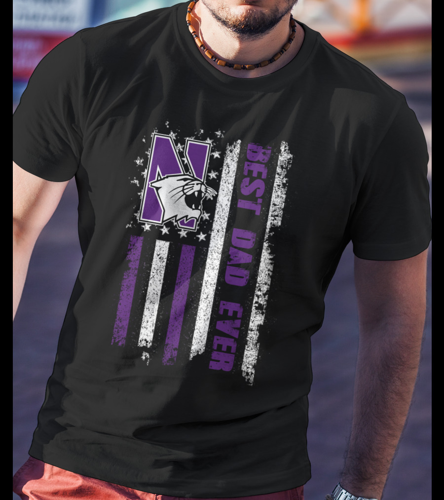 Northwestern Wildcats Best Dad Ever Flag Style Evd 055 T-Shirt
