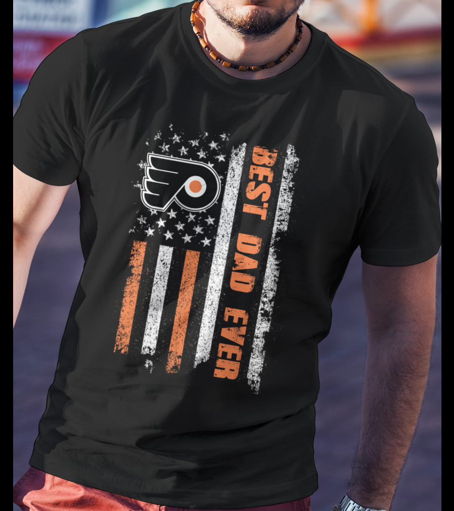 Philadelphia Flyers Best Dad Ever American Flag Distressed Style T-Shirt