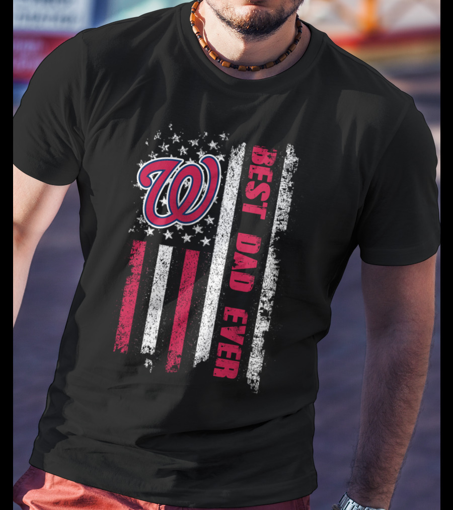 Evd 007 Washington Best Dad Ever American Flag T-Shirt