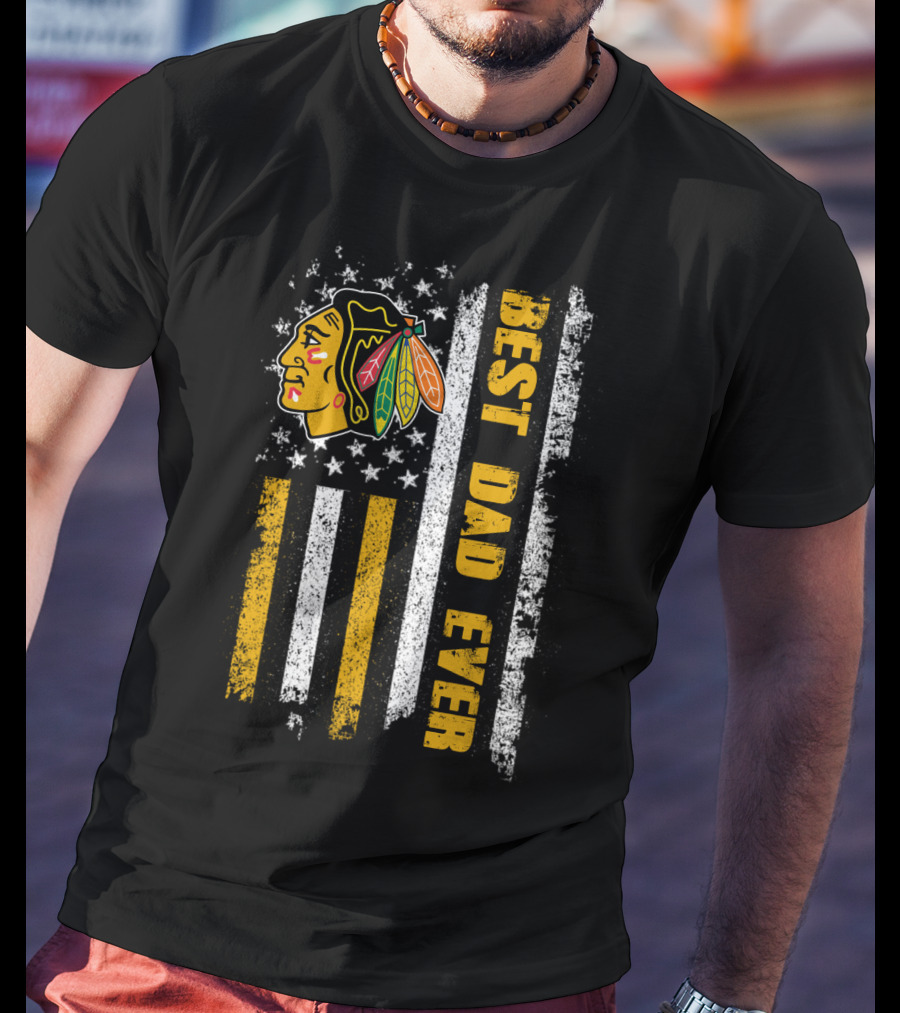 Best Dad Ever Vintage Flag And Native Head T-Shirt