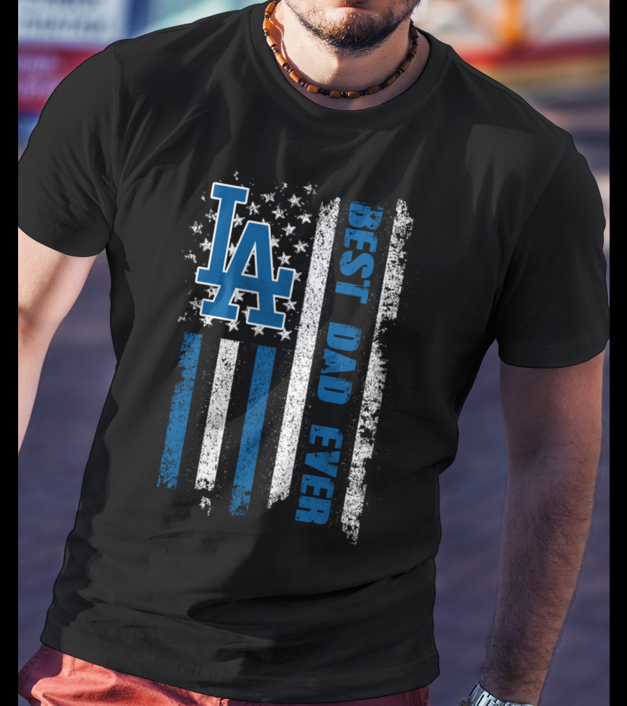 La Best Dad Ever American Flag Evd T-Shirt