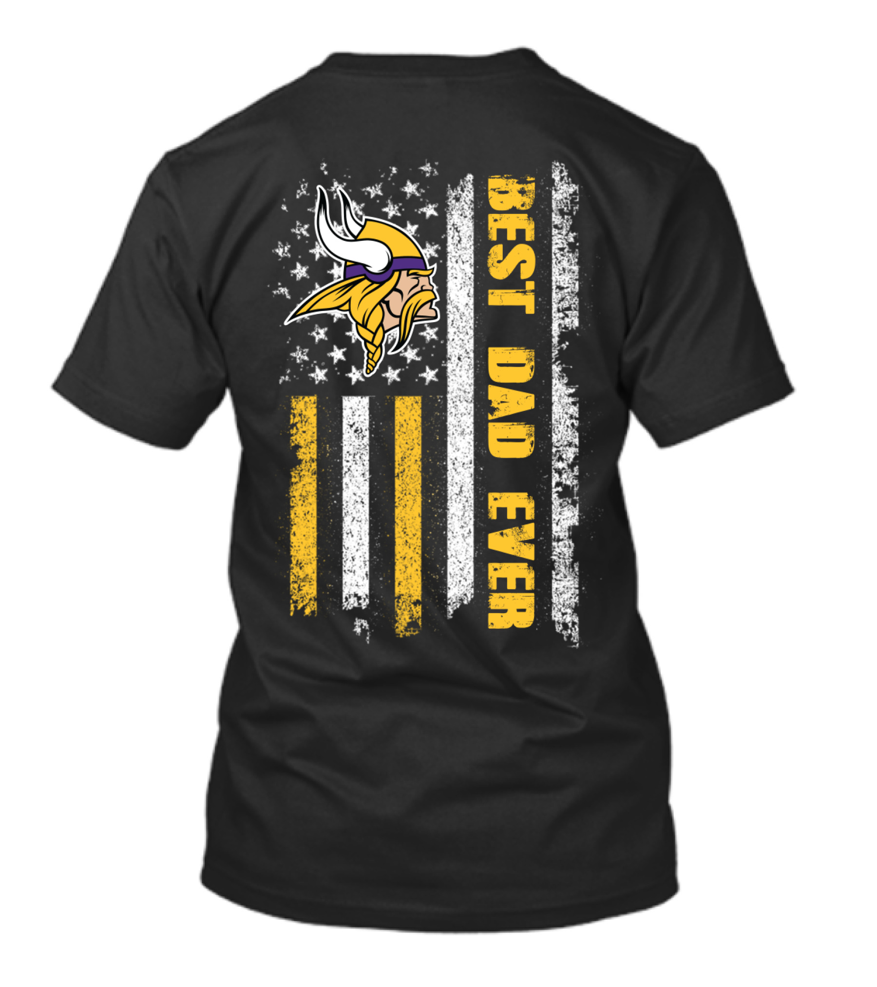 Best Dad Ever Viking Logo American Flag T-Shirt