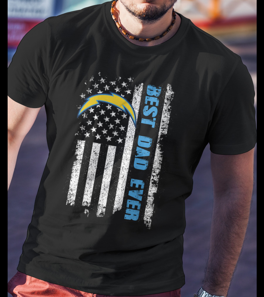 Best Dad Ever Chargers Flag T-Shirt