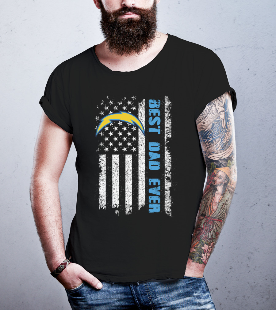 Best Dad Ever Chargers Flag T-Shirt