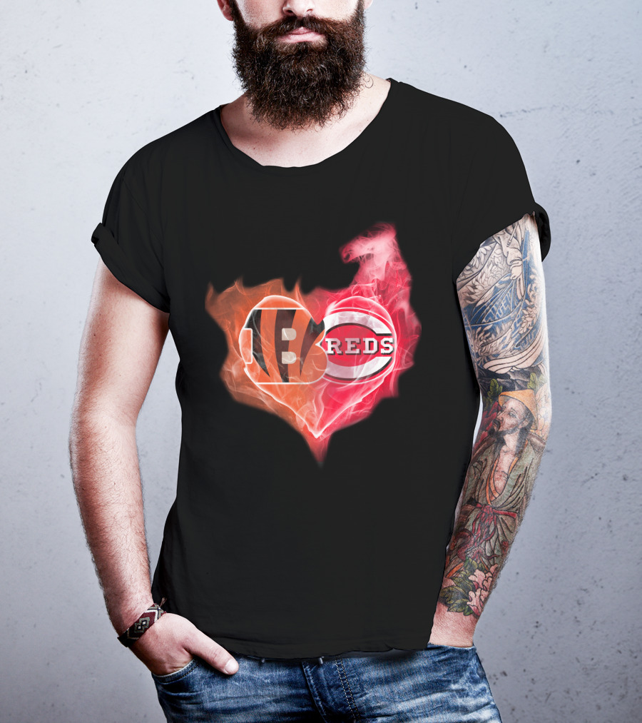 Cincinnati Bengals Reds Heart Logo T-Shirt