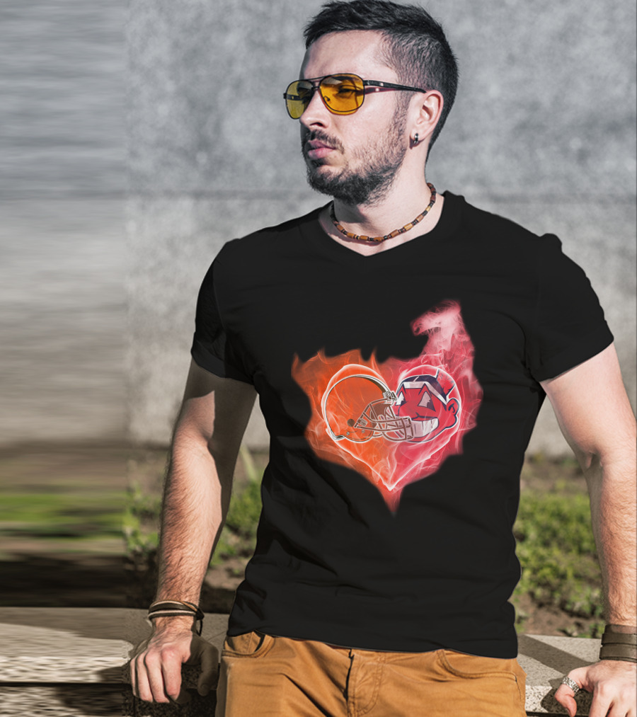 Heart Of Flames Football Helmet Cartoon Face T-Shirt