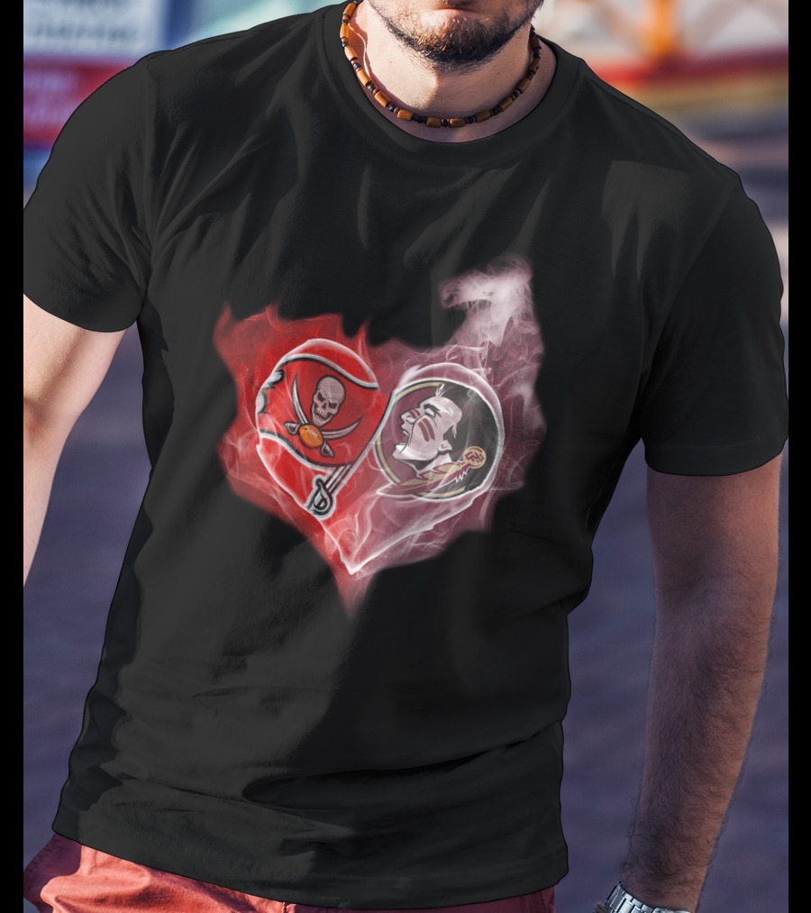 Tampa Bay Buccaneers And Florida State Seminoles Heart T-Shirt