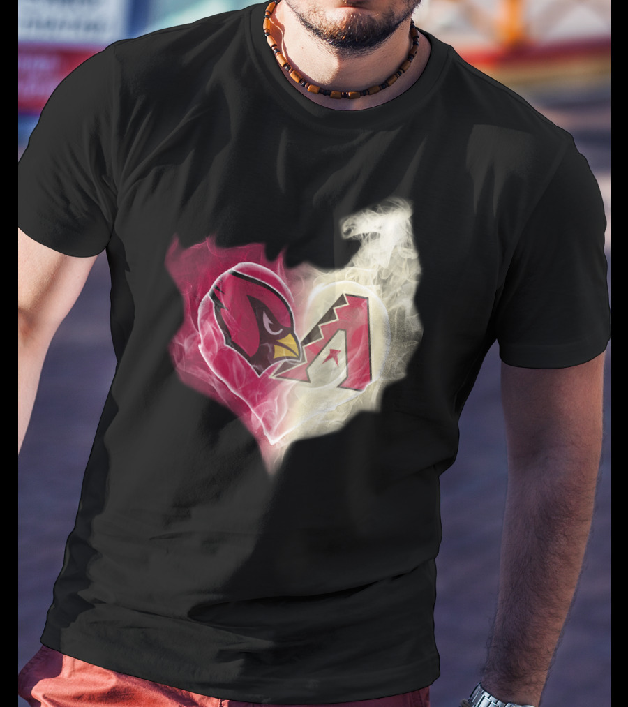 Arizona Cardinals Diamondbacks Smoke Heart T-Shirt